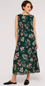 Apricot Floral Maxi Dress With Tie