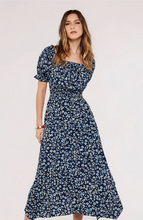 Load image into Gallery viewer, Apricot Sarasa Micro Floral Dress Navy
