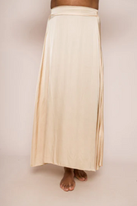 Suzy D Wisteria Satin Maxi Skirt Pale Gold