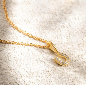 Leah Alexandra Tiny Horseshoe Necklace Gold