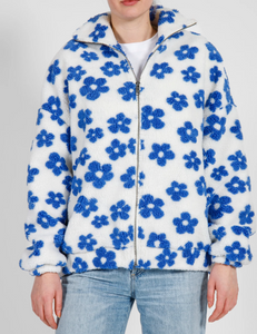 Brunette The Label All Over Daisy Sherpa Zip Up Jacket