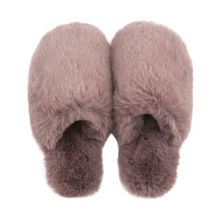 Load image into Gallery viewer, Lemon Faux Fur Covered Toe Slide Slipper
