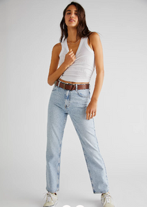 Free People Pacifica Straight Leg Jeans Mid Blue